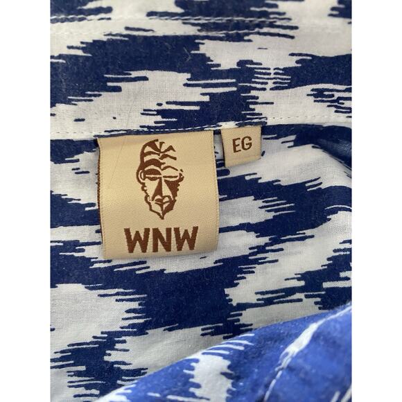 Wayan Natural Wear WNW Navy Animal Print Shirt Cotton Men's XL 50" Chest - Picture 4 of 7